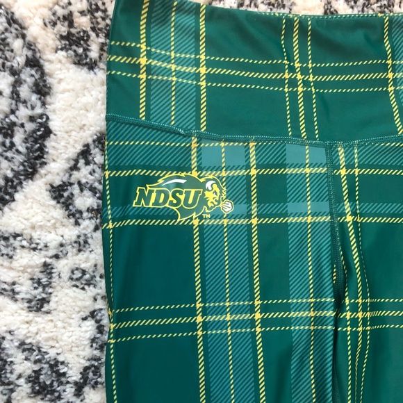 NDSU bison green yellow plaid athletic leggings - Picture 2 of 6